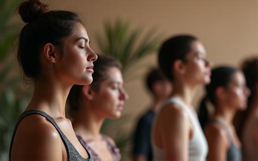 Persone sedute a occhi chiusi durante una sessione di mindfulness guidata.